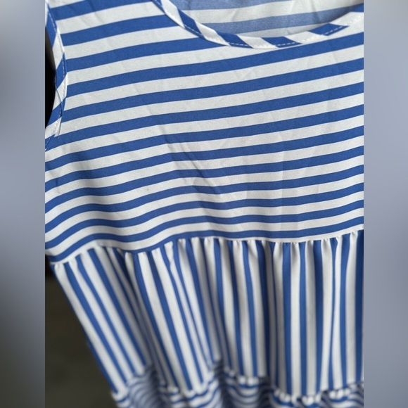 SHEIN Blue and White Striped Tiered Sleeveless Dress, Size Large - Picture 7 of 9